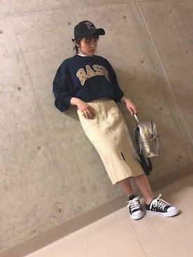 「SpRay（スプレイ）のアイテム（帽子）」を使った、SpRay 大和郡山さん（レディース・158cm）の春コーディネート