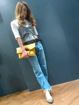 「SpRay（スプレイ）のアイテム（パンツ）」を使った、SpRay 大和郡山さん（レディース・153cm）の春コーディネート