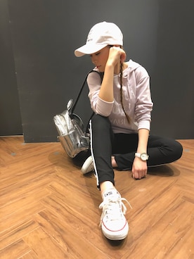 「SpRay（スプレイ）のアイテム（帽子）」を使った、SpRay 大和郡山さん（レディース・154cm）の春コーディネート