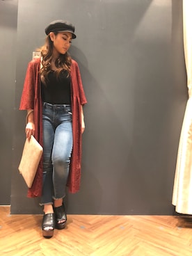 「SpRay（スプレイ）のアイテム（帽子）」を使った、SpRay 大和郡山さん（レディース・155cm）の春コーディネート