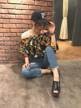 「SpRay（スプレイ）のアイテム（帽子）」を使った、SpRay 大和郡山さん（レディース・160cm）の春コーディネート