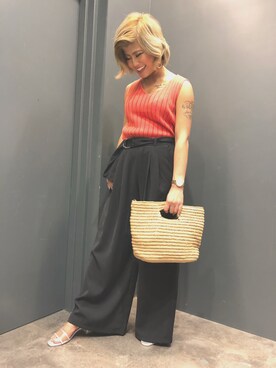 「SpRay（スプレイ）のアイテム（パンツ）」を使った、SpRay 大和郡山さん（レディース・155cm）の春コーディネート