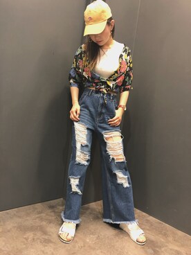 「SpRay（スプレイ）のアイテム（帽子）」を使った、SpRay 大和郡山さん（レディース・155cm）の春コーディネート