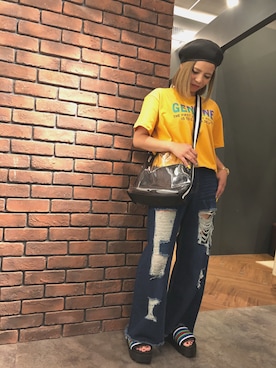 「SpRay（スプレイ）のアイテム（ハンチング/ベレー帽）」を使った、SpRay 大和郡山さん（レディース・153cm）の春コーディネート