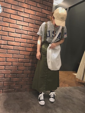「SpRay（スプレイ）のアイテム（帽子）」を使った、SpRay 大和郡山さん（レディース・152cm）の春コーディネート