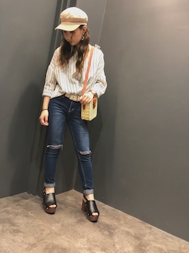 「SpRay（スプレイ）のアイテム（帽子）」を使った、SpRay 大和郡山さん（レディース・155cm）の春コーディネート