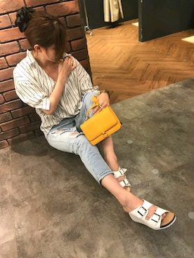 「SpRay（スプレイ）のアイテム（パンツ）」を使った、SpRay 大和郡山さん（レディース・160cm）の春コーディネート