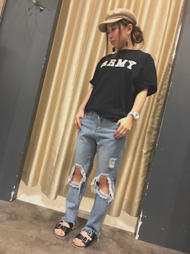 「SpRay（スプレイ）のアイテム（帽子）」を使った、SpRay 大和郡山さん（レディース・152cm）の春コーディネート