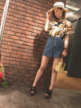 「SpRay（スプレイ）のアイテム（帽子）」を使った、SpRay 大和郡山さん（レディース・160cm）の春コーディネート