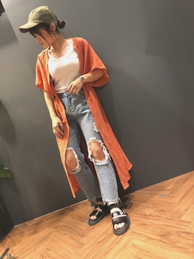 「SpRay（スプレイ）のアイテム（パンツ）」を使った、SpRay 大和郡山さん（レディース・158cm）の夏コーディネート