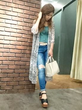 「SpRay（スプレイ）のアイテム（パンツ）」を使った、SpRay 大和郡山さん（レディース・155cm）の夏コーディネート