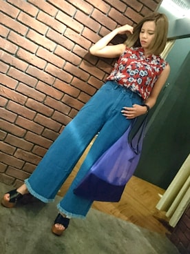 「SpRay（スプレイ）のアイテム（パンツ）」を使った、SpRay 大和郡山さん（レディース・153cm）の夏コーディネート