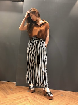 「SpRay（スプレイ）のアイテム（パンツ）」を使った、SpRay 大和郡山さん（レディース・155cm）の夏コーディネート