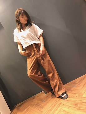 「SpRay（スプレイ）のアイテム（パンツ）」を使った、SpRay 大和郡山さん（レディース・158cm）の夏コーディネート