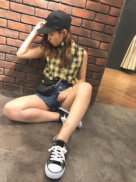 「SpRay（スプレイ）のアイテム（パンツ）」を使った、SpRay 大和郡山さん（レディース・155cm）の夏コーディネート