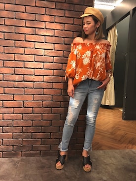 「SpRay（スプレイ）のアイテム（パンツ）」を使った、SpRay 大和郡山さん（レディース・153cm）の夏コーディネート