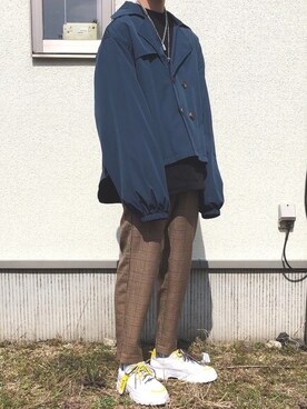 「ZIP FIVE（ジップファイブ）のアイテム（トレンチコート）」を使った、タツノコさん（メンズ・168cm）の春コーディネート