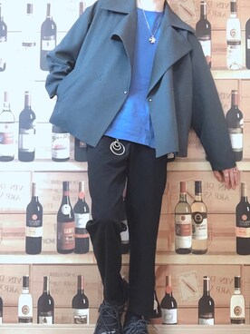 「tk.TAKEO KIKUCHI」｜「アイテム（トレンチコート）」を使った、タツノコさん（メンズ・168cm）の春コーディネート
