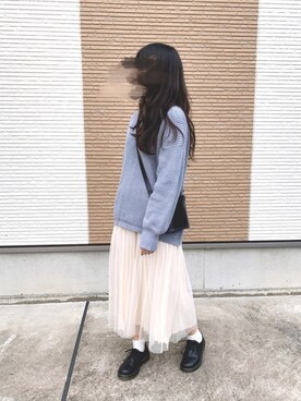 「one after another NICE CLAUP（ワンアフターアナザーナイスクラップ）のリバーシブルプリーツスカート（スカート）」を使った、ちょこさん（レディース・157cm）の秋コーディネート