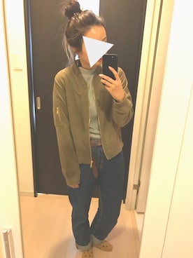 「ボーイフレンドデニム」｜「アイテム（ブルゾン）」を使った、nag.さん（レディース・158cm）の秋コーディネート