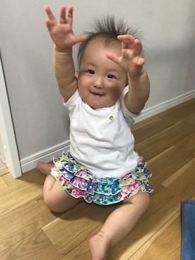 「fafa（フェフェ）のアイテム（パンツ）」を使った、ぴーさん（キッズ・70cm）の秋コーディネート