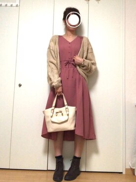 コルセットベルト風デザインワンピを使った人気ファッションコーディネート Wear