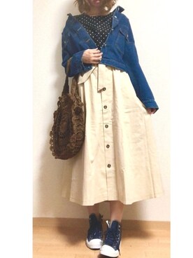 「rps（アールピーエス）のアイテム（デニムジャケット）」を使った、cocona*さん（レディース・167cm）の秋コーディネート