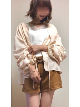 「mystic（ミスティック）の袖タックボリュームブラウス（シャツ/ブラウス）」を使った、cocona*さん（レディース・167cm）の秋コーディネート