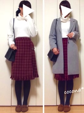 「Honeys（ハニーズ）のアイテム（モカシン/デッキシューズ）」を使った、cocona*さん（レディース・167cm）の冬コーディネート