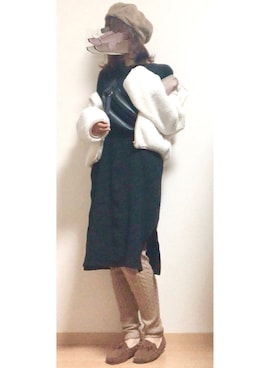 「Honeys（ハニーズ）のアイテム（モカシン/デッキシューズ）」を使った、cocona*さん（レディース・167cm）の冬コーディネート
