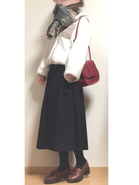 「タッセルローファー」｜「アイテム（ブルゾン）」を使った、cocona*さん（レディース・167cm）の冬コーディネート