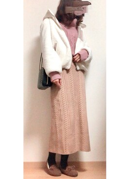 「Honeys（ハニーズ）のアイテム（モカシン/デッキシューズ）」を使った、cocona*さん（レディース・167cm）の冬コーディネート