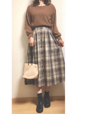 「スカラップ」｜「アイテム（ブーツ）」を使った、cocona*さん（レディース・167cm）の秋コーディネート