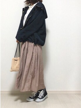 「秋のカフェオレコーデ」｜「アイテム（マウンテンパーカー）」を使った、cocona*さん（レディース・167cm）の秋コーディネート