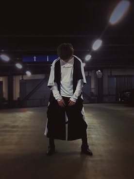「Yohji Yamamoto（ヨウジヤマモト）のアイテム（カーディガン/ボレロ）」を使った、immens さん（メンズ・180cm）の春コーディネート