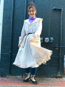 「アイテム（バレエシューズ）」を使った、hazuki yoshizawaさん（レディース・166cm・20代）の冬コーディネート