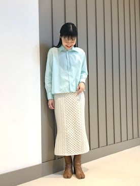「Maison Margiela（メゾンマルジェラ）のアイテム（ブーツ）」を使った、hazuki yoshizawaさん（レディース・166cm）の冬コーディネート