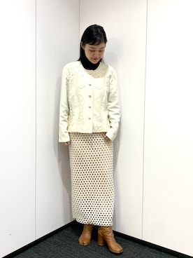 「Maison Margiela（メゾンマルジェラ）のアイテム（ブーツ）」を使った、hazuki yoshizawaさん（レディース・166cm）の冬コーディネート