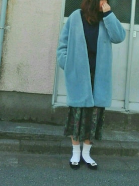 「JEANASIS（ジーナシス）のノーカラーコート」を使った、がをさん（レディース・161cm）の冬コーディネート