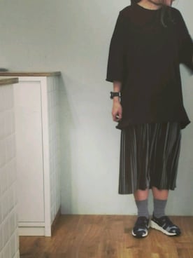「シルバー」｜「アイテム（スリッポン）」を使った、がをさん（レディース・161cm）の冬コーディネート