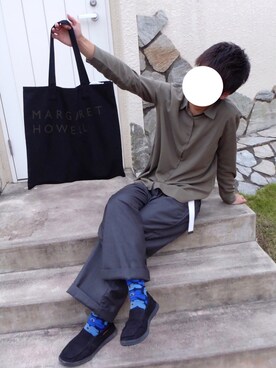 「マーガレット・ハウエル(MARGARET HOWELL)」｜「アイテム（スリッポン）」を使った、ko-kiさん（メンズ・168cm）の秋コーディネート