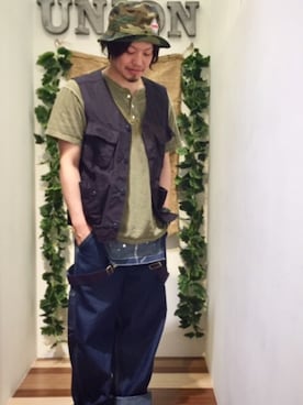 「オリーブ」｜「アイテム（サロペット/オーバーオール）」を使った、jyunzoさん（メンズ・170cm）の夏コーディネート