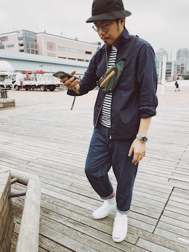 「アイテム（ブルゾン）」を使った、Martin Changさん（メンズ・177cm・30代）の夏コーディネート
