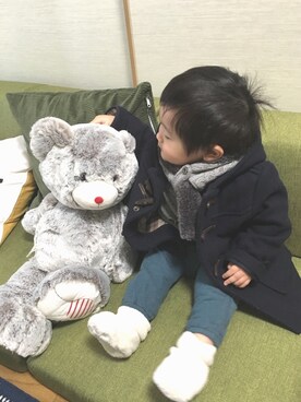 「ダッフルコート」｜「アイテム（雑貨/ホビー）」を使った、may.kさん（キッズ・70cm）の冬コーディネート