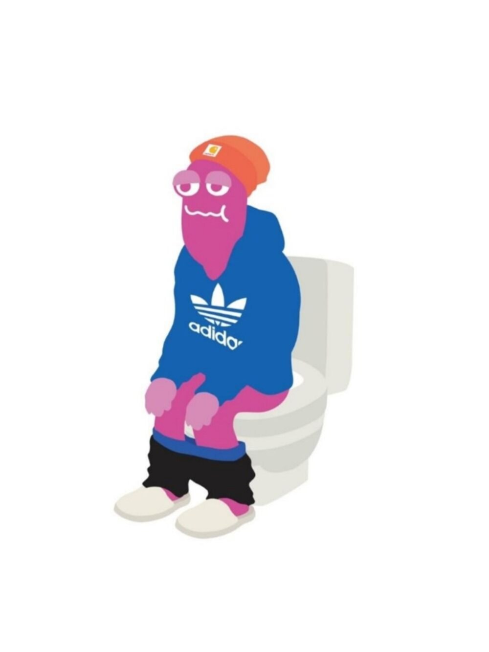 「パンツスタイル、今日のコーデ、カジュアルコーデ、大学生、スウェット、やっぱりストリートが好き、adidas、アディダス、ラフ、シンプル」｜「CarharttのCARHARTT/ACRYLIC WATCH HAT（ニットキャップ/ビーニー、オレンジ系）」を使った、zozopeaceeさん（メンズ・170cm）の秋コーディネートの1枚目の写真