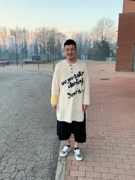 「Yohji Yamamoto（ヨウジヤマモト）のアイテム（ニット/セーター）」を使った、louis さん（メンズ・173cm）の春コーディネート