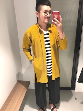「オムプリッセイッセイミヤケ」｜「アイテム（タンクトップ）」を使った、louis さん（メンズ・173cm）の夏コーディネート