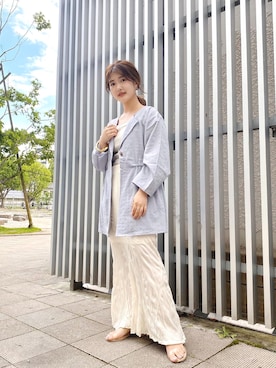 「Kastane（カスタネ）のアイテム（ノーカラージャケット）」を使った、島村 忍さん（レディース・149cm）の夏コーディネート