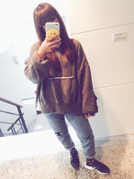 「MONKI（モンキ）のアイテム（ソックス/靴下）」を使った、喵可さん（レディース・158cm）の冬コーディネート