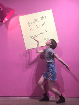 「cache cache（カシュ カシュ）のアイテム（Tシャツ/カットソー）」を使った、ShesCrankyさん（レディース・166cm）の秋コーディネート